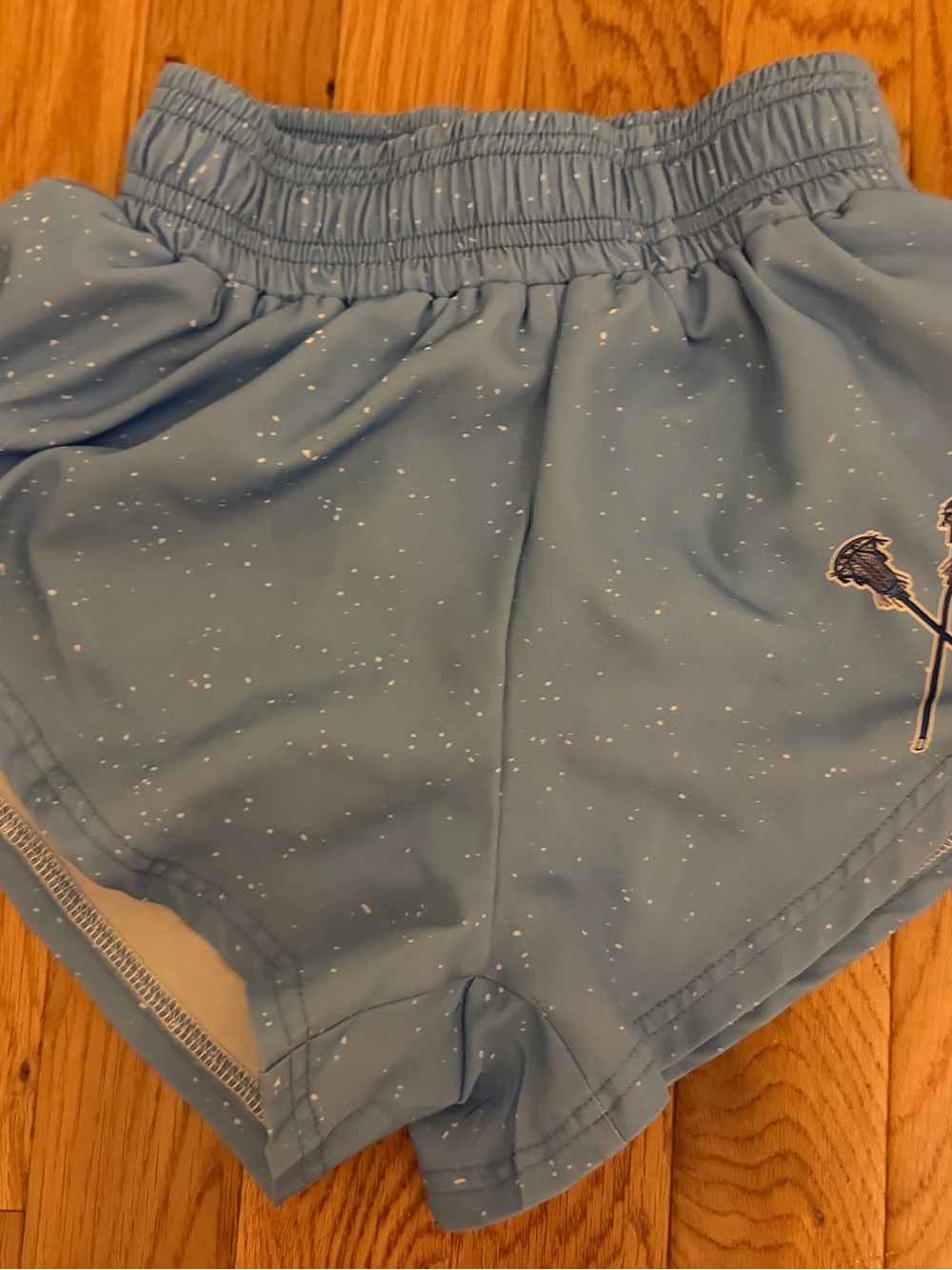 Light Blue Girls Lacrosse Athletic Shorts with Speckle Detail